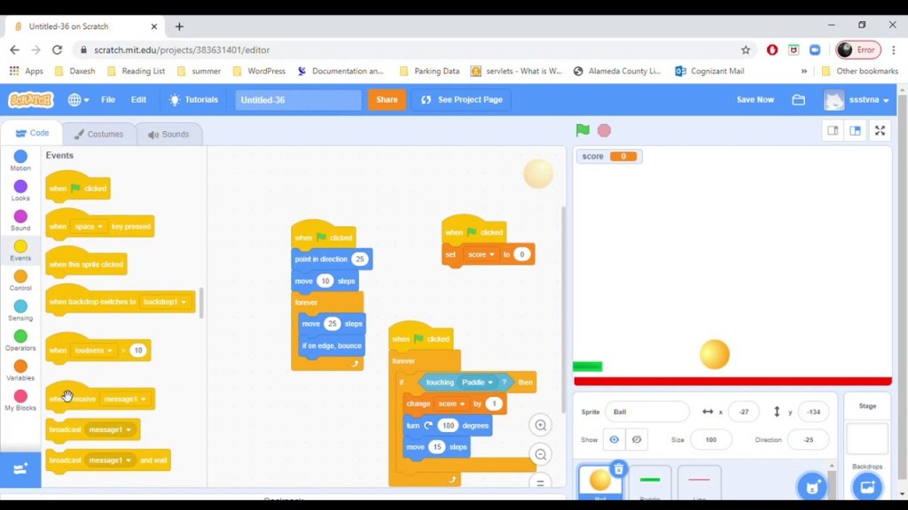 Simple Pong Game with Scratch Code – Teacher's Notes
